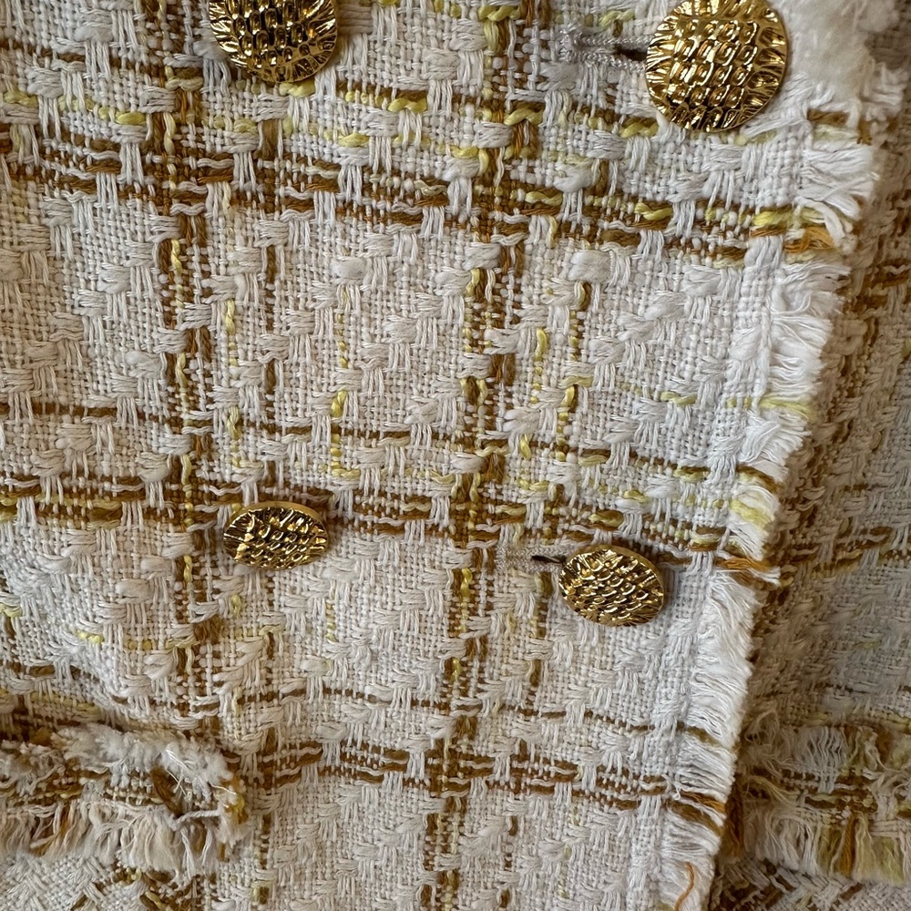 Zara Cream and Gold Plaid Mini Dress - Picture 6 of 8